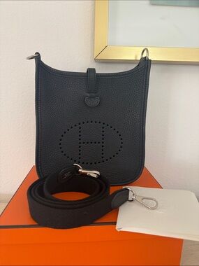 Hermes Mini Evelyne Pebbled Leather Messenger Bag